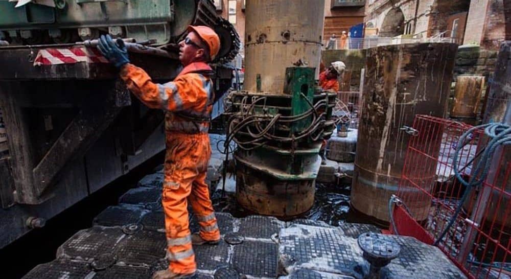 Man working on Leeds station pontoon