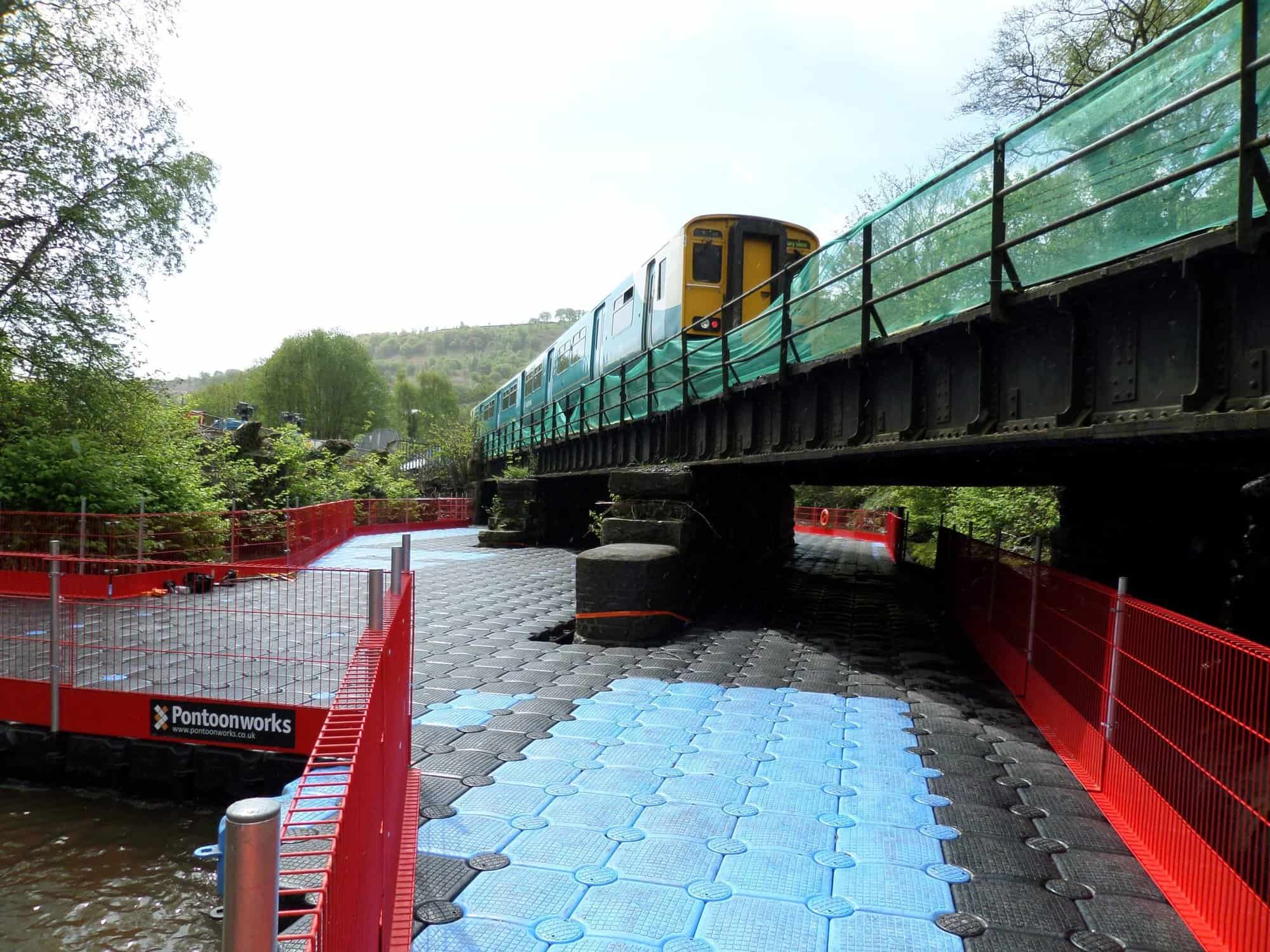 Modular Pontoon working platform for bridge works on River Cynon