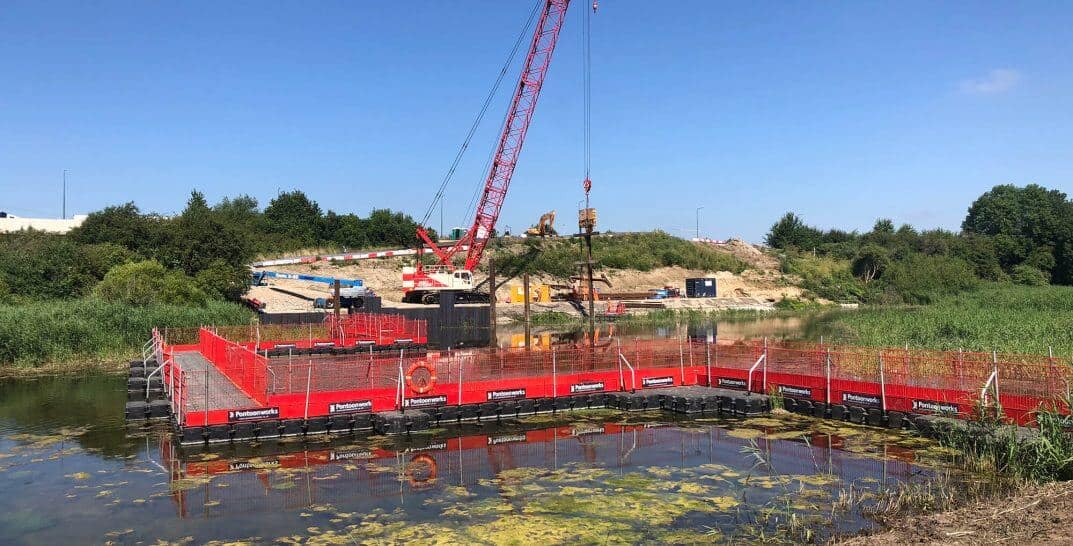 Ebbsfleet Garden City development Springhead Bridge, Kent Pontoon bridge