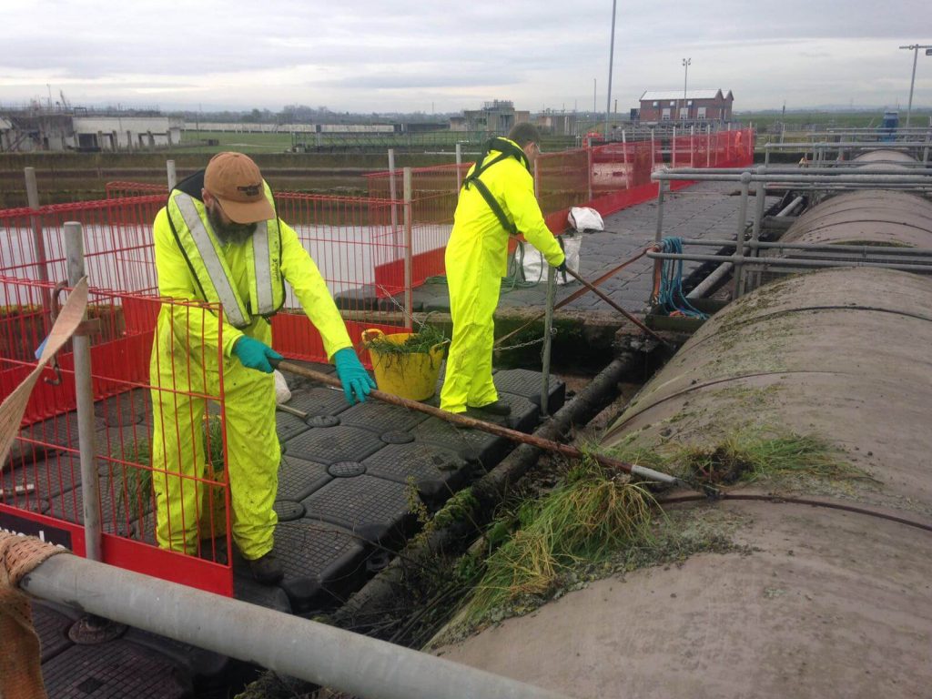 Modular Pontoon used at United Utilities wastewater site for de-vegetation