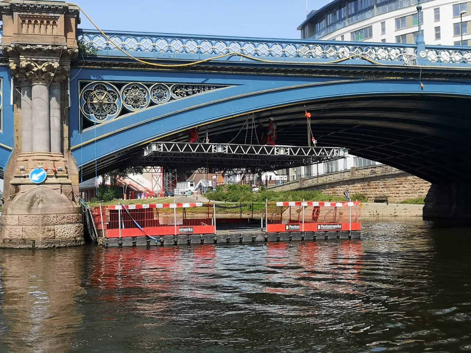 Pontoon working platform and materials barge