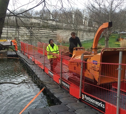 Access pontoon for landscaping